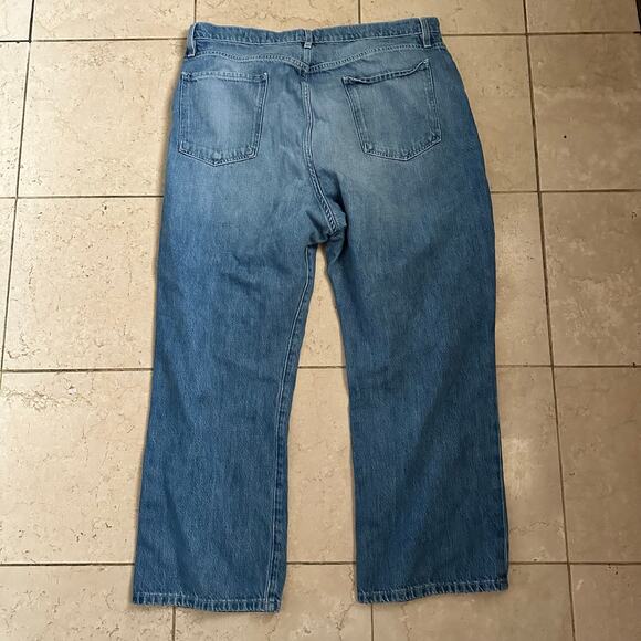 Frame 32 Le Jane Ankle Cropped High Rise Straight Leg Jeans Denim Cottom Blue - Picture 4 of 10